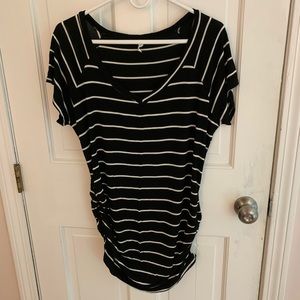 PinkBlush Maternity Black & White Striped Shirt 1X